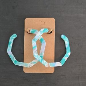 Talulah | Aqua Marbled Acrylic Hoop Earrings